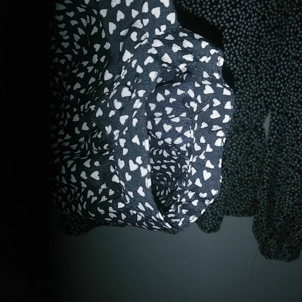 Candies M Hearts All Over Print Fairygoth Black Long Sleeved Feminine Top